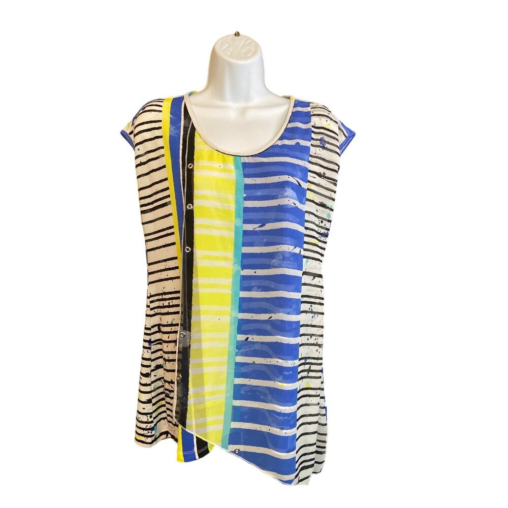 Multiples Womens Top Medium Multicolored Striped Sleeveless Classicore